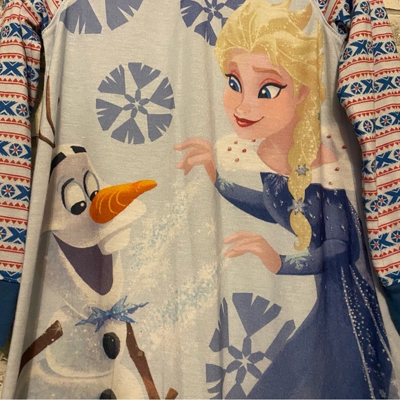 Disney Store Girl’s Olaf & Elsa Long Sleeve PJ  Nightie - Nightgown Size 5/6 - Picture 3 of 5